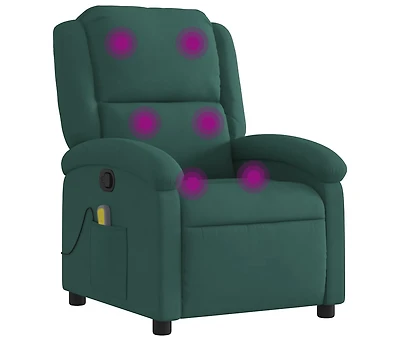 vidaXL Massage Recliner Chair Dark Green Velvet