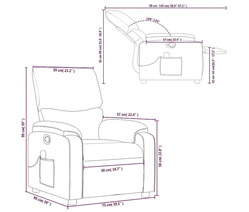 Massage Recliner Chair Black Fabric