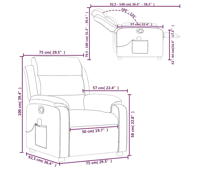 Massage Recliner Chair Light Gray Velvet