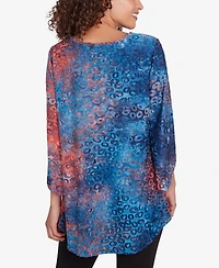 Ruby Rd. Petite Scoop Neck Jacquard Knit Top with Bar Detail