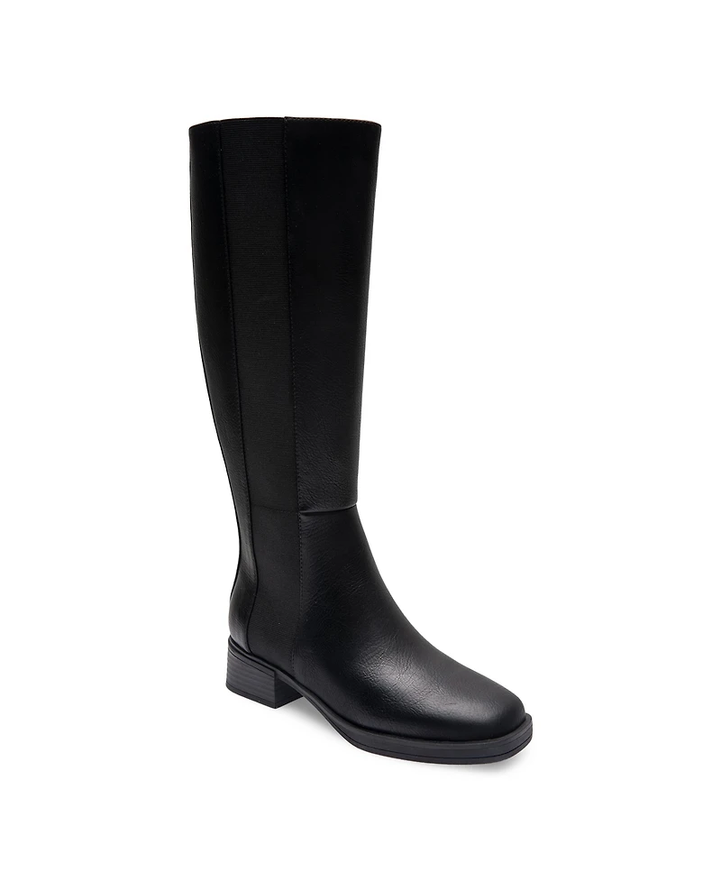 Aerosoles Women's Daria Double Zip Tall Boots - Black Grainy Faux Leather