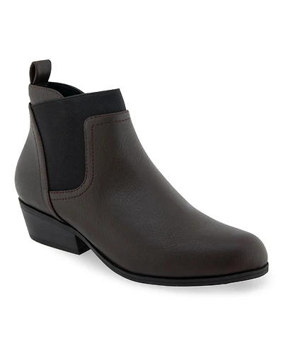 Aerosoles Women's Caddie Ankle Booties - Java Grainy Faux Leather