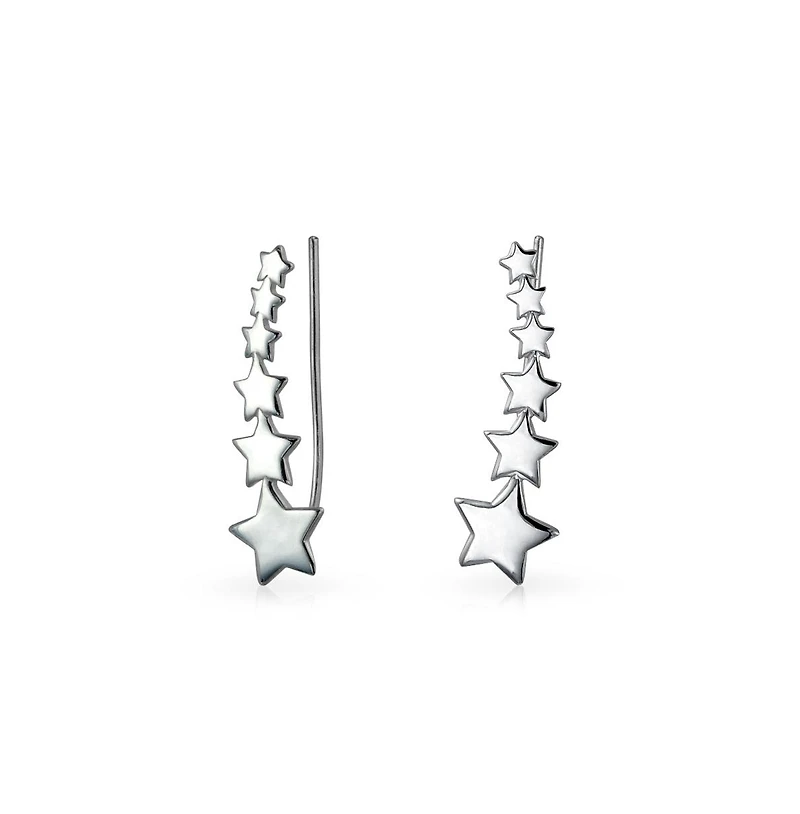 Bling Jewelry Usa Patriotic Celestial Shooting Star Ear Pin Climbers Earrings Wrap Crawlers 14K Gold Plated .925 Sterling Silver