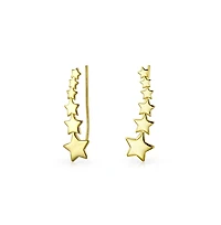 Bling Jewelry Usa Patriotic Celestial Shooting Star Ear Pin Climbers Earrings Wrap Crawlers 14K Gold Plated .925 Sterling Silver