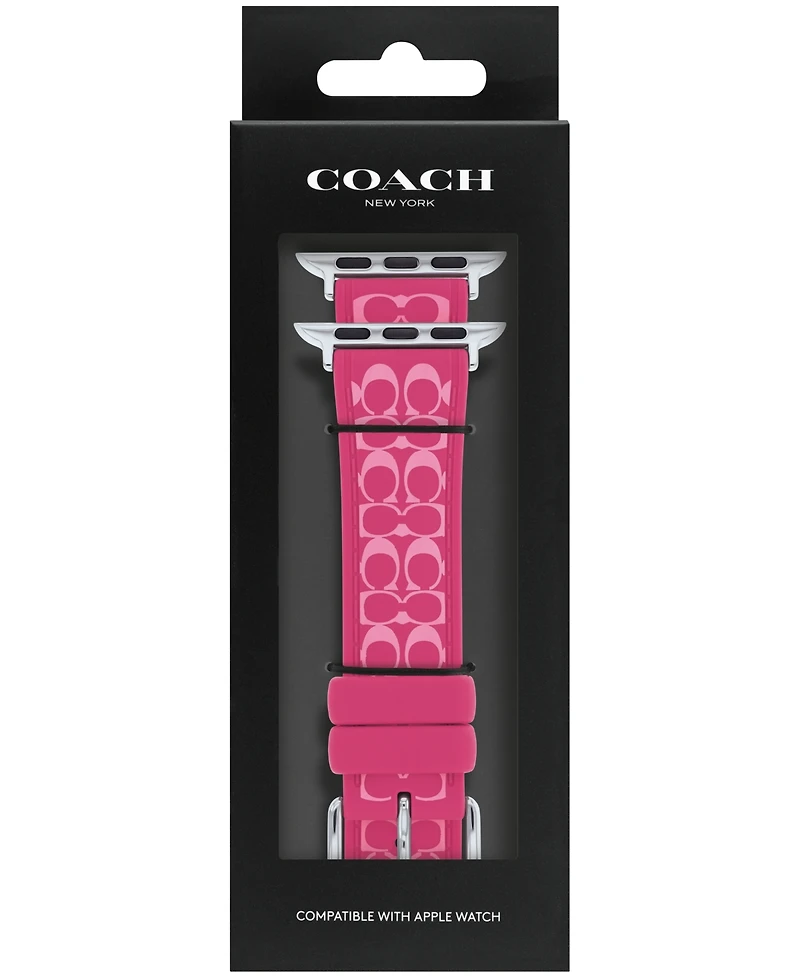 Coach Women's Pink Silicone Apple Watch Strap 38mm, 40mm, 41mm