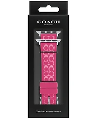 Coach Women's Pink Silicone Apple Watch Strap 38mm, 40mm, 41mm