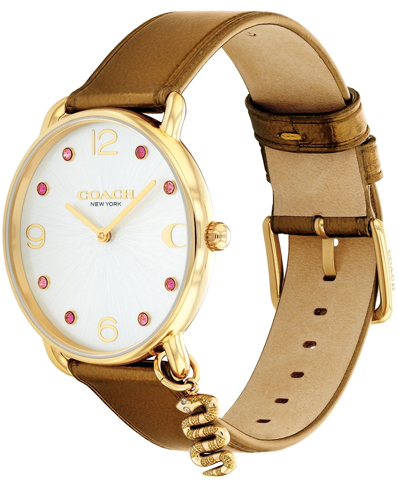 Coach Women's Elliot Lunar New Year Tan Leather Strap Watch 36mm