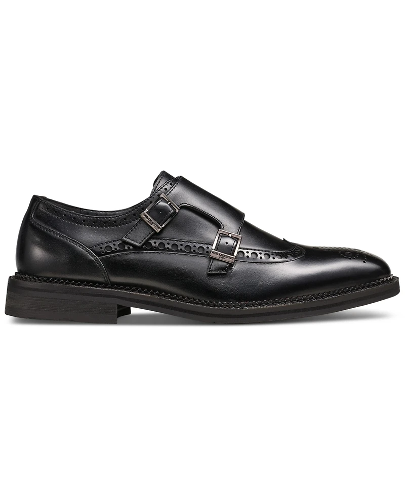 Karl Lagerfeld Paris Men's Double Buckle Monk Strap Wingtip Dress Shoes