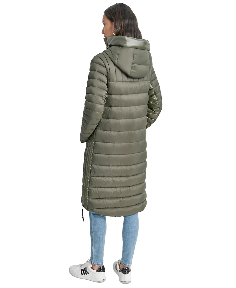 Dkny Jeans Women's Down Quilted Hooded Puffer Coat