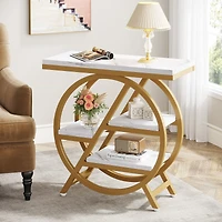 Tribesigns End Table for Living Room, 3-Tier Faux Marble Side Table, Wood Narrow Sofa Side Table, Modern Nightstand and Bedside Table for Bedroom
