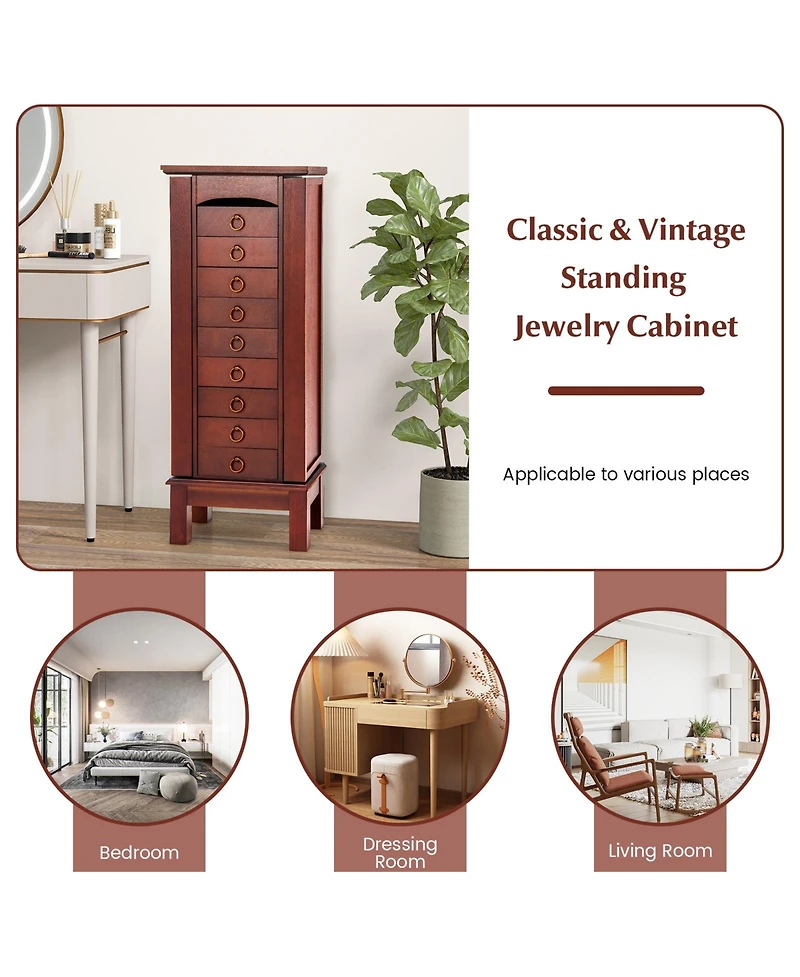 Large Capacity Jewelry Storage Cabinet with 9 Drawers
