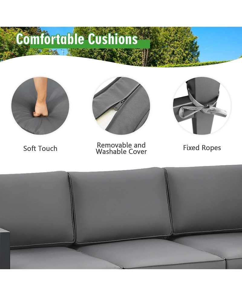 Sugift 4 Pieces Set Outdoor Furniture Set for Backyard and Poolside