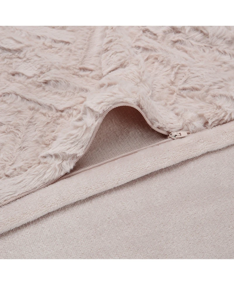 Chanasya Premium Soft Cloud Faux Fur Duvet Cover Bedding Set Queen Size - 3 Piece Combo Set - Textured Embossed Fuzzy Soft Velvet Mink Bedcover