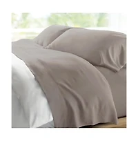 Cariloha Retreat 4-Piece Sateen Sheet Set | Coastal Gray | Cal King | Lyocell Material | Breathable, Corner Straps, Extra soft & Cooling