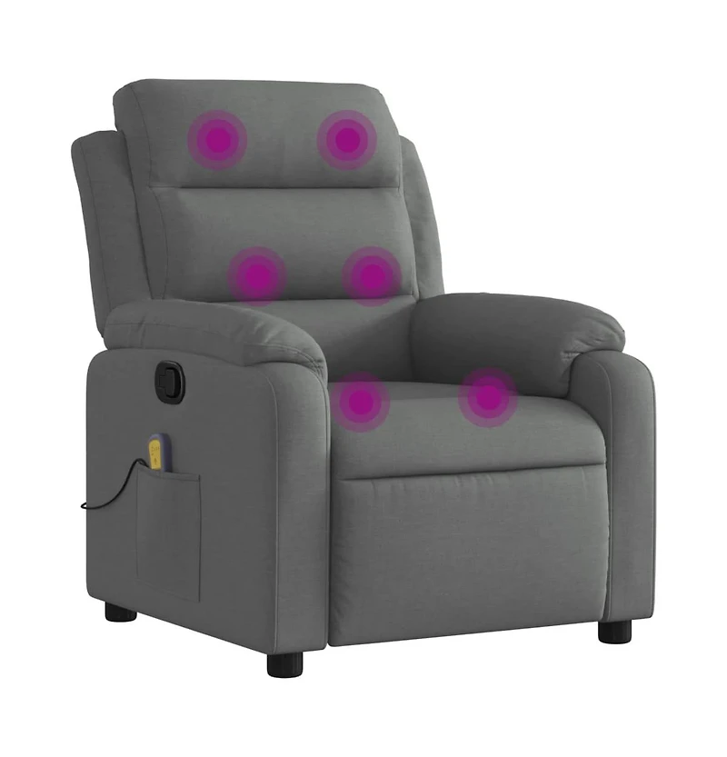 vidaXL Massage Recliner Chair Black Fabric