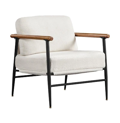 Yaheetech Mid-century Boucle Accent Chair, Ivory