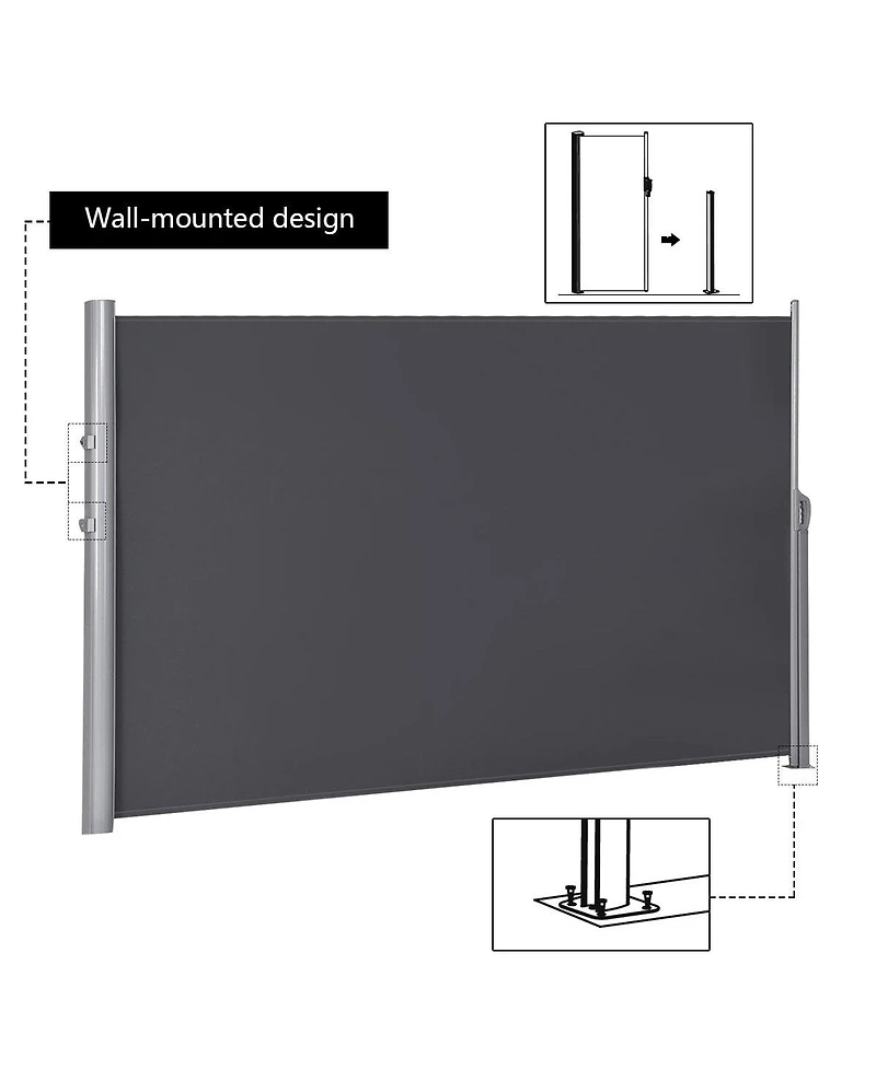 Sugift 118.5 x 63 Inch Patio Retractable Folding Side Awning Screen Privacy Divider