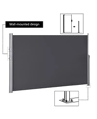 Sugift 118.5 x 63 Inch Patio Retractable Folding Side Awning Screen Privacy Divider