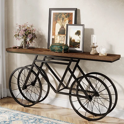 Tribesigns 70.9-Inch Extra Long Console Table, Narrow Sofa Table with Bicycle Metal Base, Modern Industrial Entryway Table Behind Couch Table for Livi