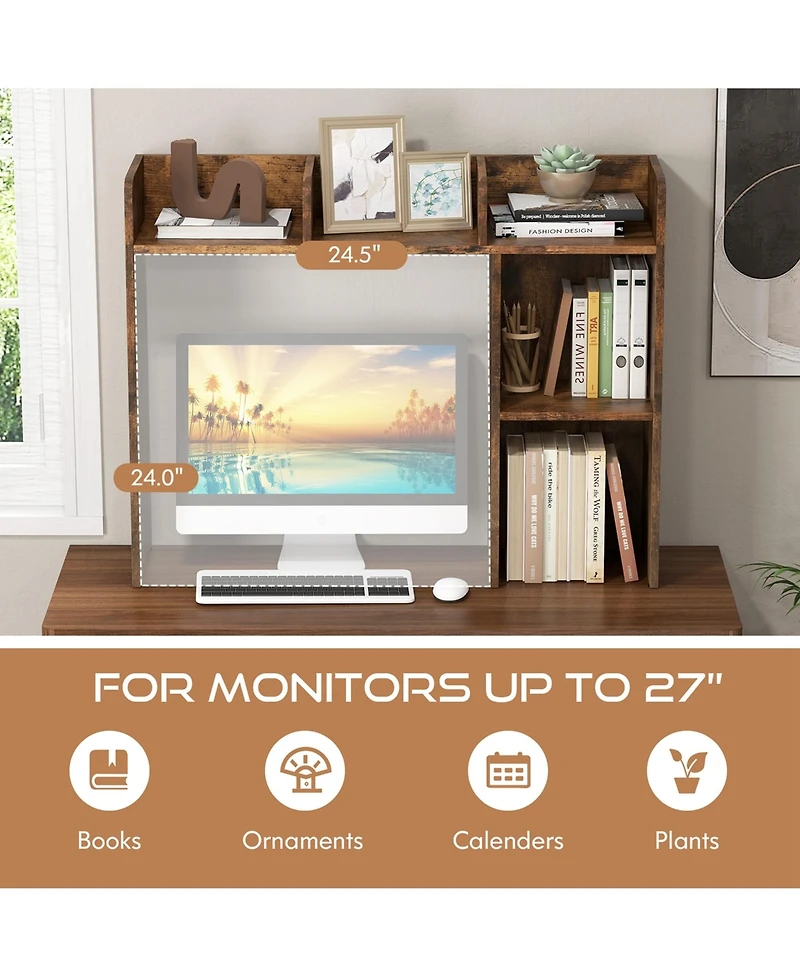 Desk Bookshelf Desktop Storage Organizer Display Shelf Rack Dorm Office