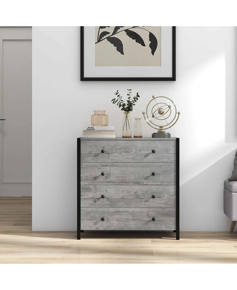 4-Drawer Dresser Modern Chest of Drawers Wooden Storage Dresser