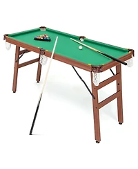 Folding Pool Table Set with Foldable Legs Adjustable Foot Levelers 2 Cues 2 Chalks