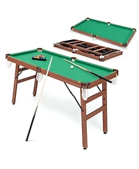 Folding Pool Table Set with Foldable Legs Adjustable Foot Levelers 2 Cues 2 Chalks