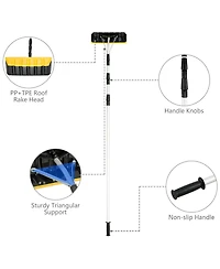 21FT Telescoping Snow Roof Rake Large Poly Blade Aluminum Tube Non-Slip Handle