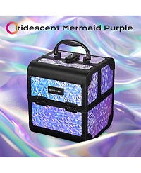 Byootique Makeup Train Case Cosmetic Organizer w/ Mirror Mermaid Purple Artist
