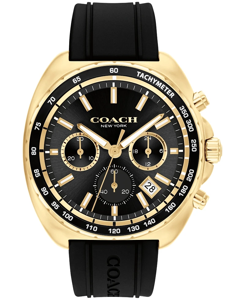 Coach Men's Charter Black Silicone Strap Watch 44.5mm
