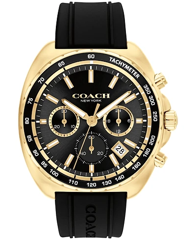 Coach Men's Charter Black Silicone Strap Watch 44.5mm
