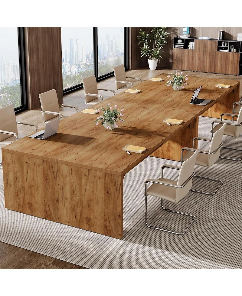 Tribesigns 13FT Conference Table, Large Rectangle Conference Room Table, Long Meeting Seminar Table Business Tables for 10-14 People (Two Tables)