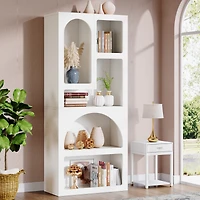 Tribesigns 70" Tall Geometric Bookshelf, White Arched Bookcase with 5 Irregular Storage Shelves, Modern Open Art Decor Display Shelf Free-Standin