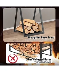 Skonyon Triangle Firewood Rack with Raised Base for Fireplace Fire Pit-Black