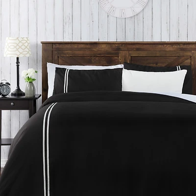 Chanasya Premium Bordered Navy Duvet Comforter Cover Bedding Set Twin Size