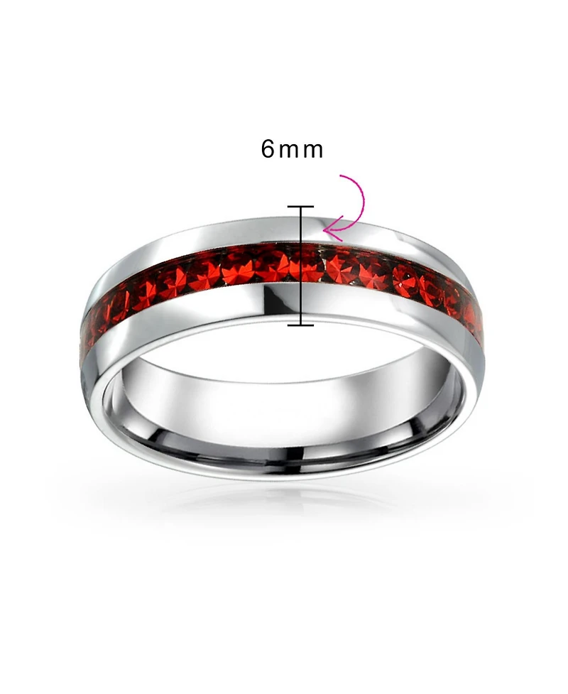 Bling Jewelry Channel Set Crystal Eternity Band Ring Stainless Steel 6MM