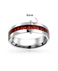 Bling Jewelry Channel Set Crystal Eternity Band Ring Stainless Steel 6MM