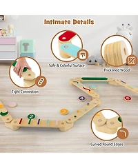 Gymax Wooden Balance Beam w/ Stepping Stones Balance Board Toy Playset for 1+ Toddlers