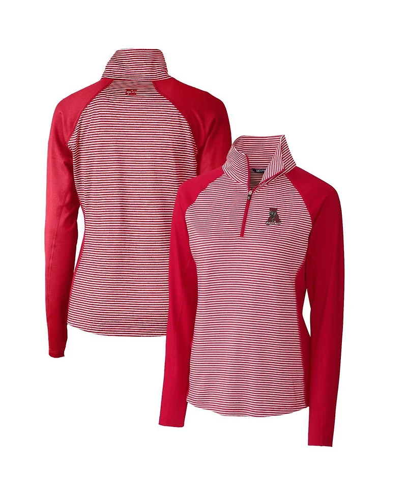 Cutter & Buck Women's Crimson Alabama Tide Forge Tonal Stripe Stretch Half-Zip Pullover Top
