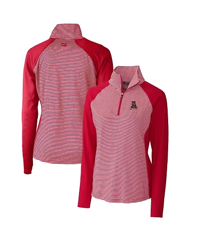 Cutter & Buck Women's Crimson Alabama Tide Forge Tonal Stripe Stretch Half-Zip Pullover Top