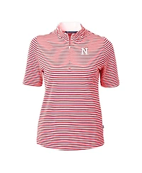 Cutter & Buck Women's Scarlet Nebraska Huskers DryTec Virtue Eco Pique Stripe Polo
