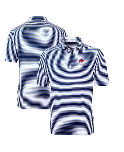 Cutter & Buck Men's Royal Buffalo Bills Throwback Logo Virtue Eco Pique Stripe Polo