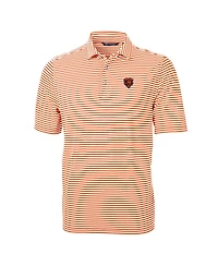 Cutter & Buck Men's Orange Chicago Bears Throwback Logo Virtue Eco Pique Stripe Polo