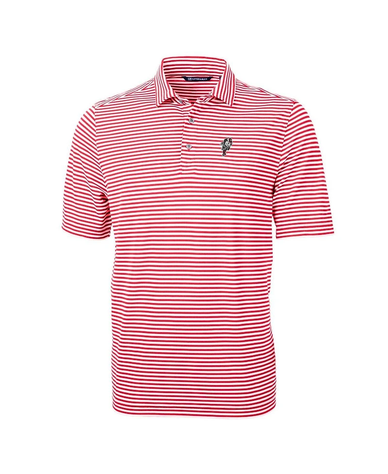 Cutter & Buck Men's Ohio State Buckeyes Throwback Logo Virtue Eco Pique Stripe Polo
