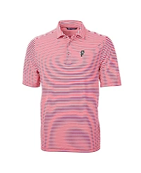 Cutter & Buck Men's Ohio State Buckeyes Throwback Logo Virtue Eco Pique Stripe Polo