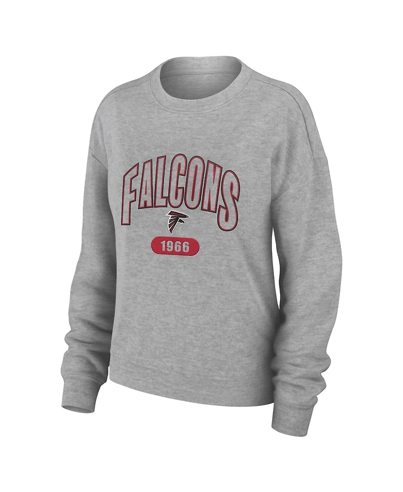 Wear by Erin Andrews Women's Heather Gray Atlanta Falcons Knit Long Sleeve Tri-Blend T-Shirt Pants Sleep Set