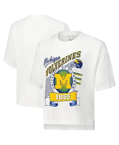 Pressbox Women's White Michigan Wolverines Rock Roll Slub T-Shirt
