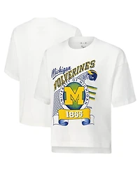 Pressbox Women's White Michigan Wolverines Rock Roll Slub T-Shirt