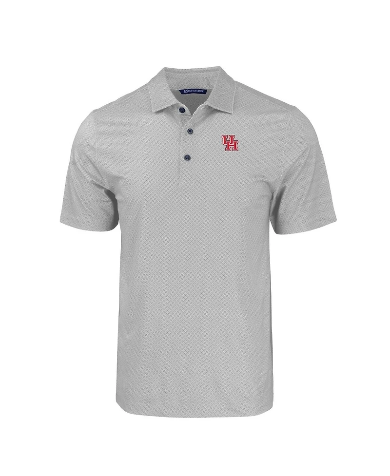 Cutter & Buck Men's Gray Houston Cougars Pike Eco Tonal Geo Print Stretch Polo
