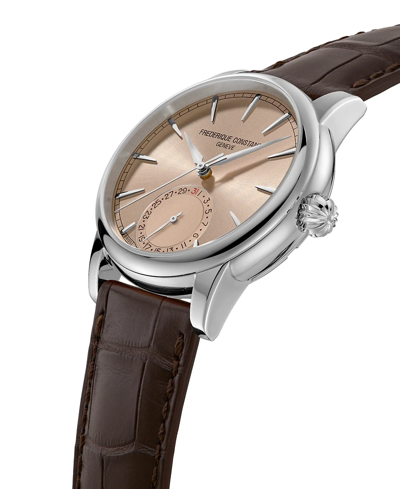 Frederique Constant Men's Swiss Automatic Classic Date Manufacture Brown Leather Strap Watch 40mm